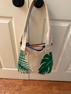 Clear Tropical Leaf Tote Bag with Canvas Straps